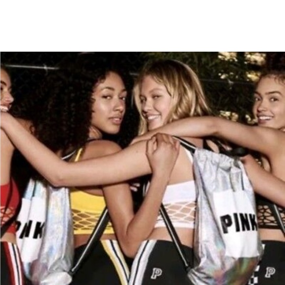 Victoria Secret Pink Drawstring Backpack Tote Bag, Iridescent - Picture 3 of 3